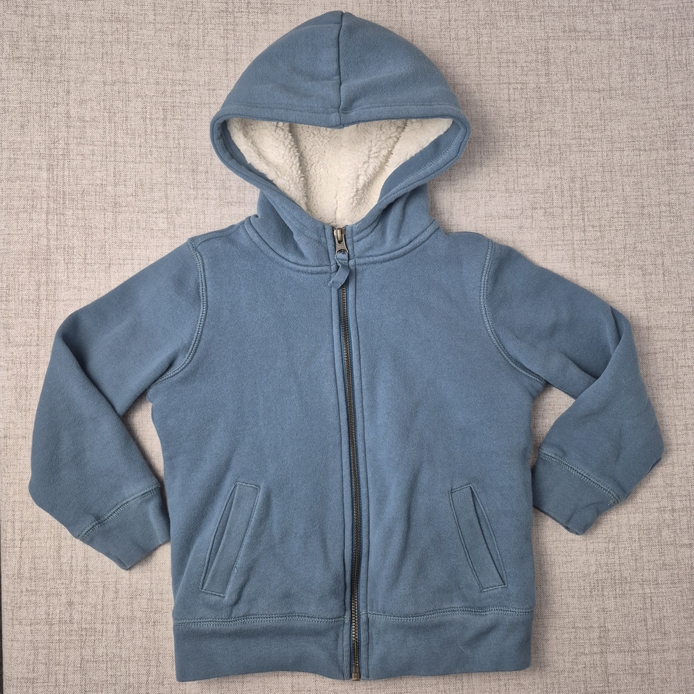 Primary Kids Sherpa-Lined Full Zip Hoodie | Slate Blue | Size 4-5 - Picture 9 of 12